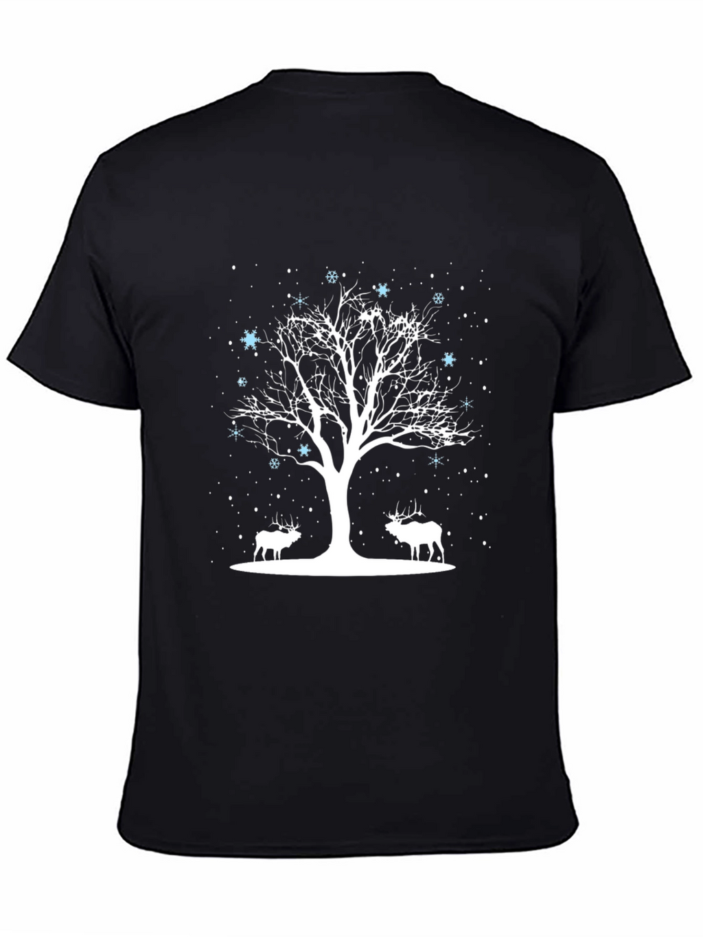 Winter Tree & Deer Graphic Tee - Black