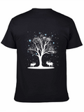 Winter Tree & Deer Graphic Tee - Black