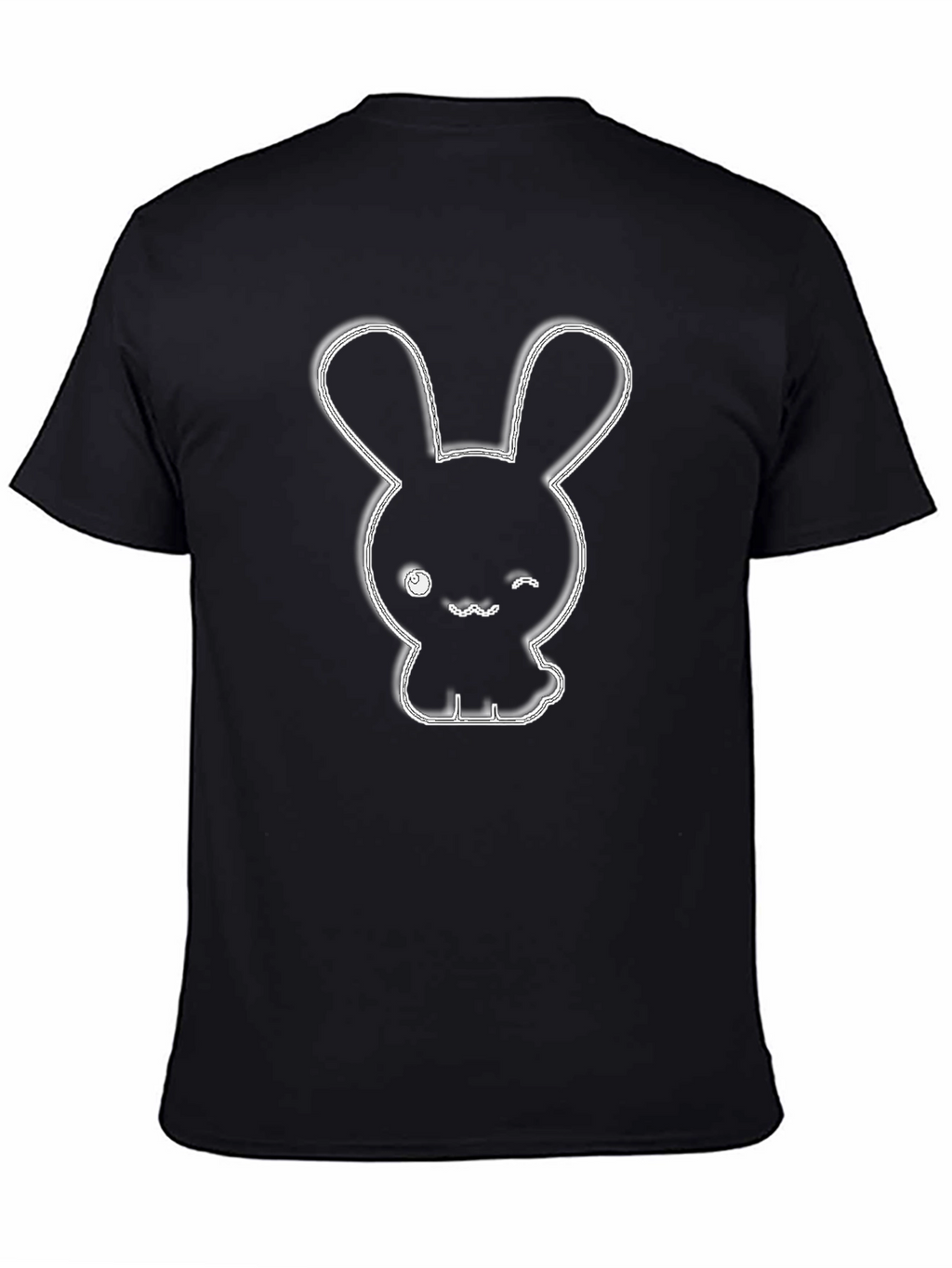 Cute Bunny Graphic Tee - Black Cotton Blend