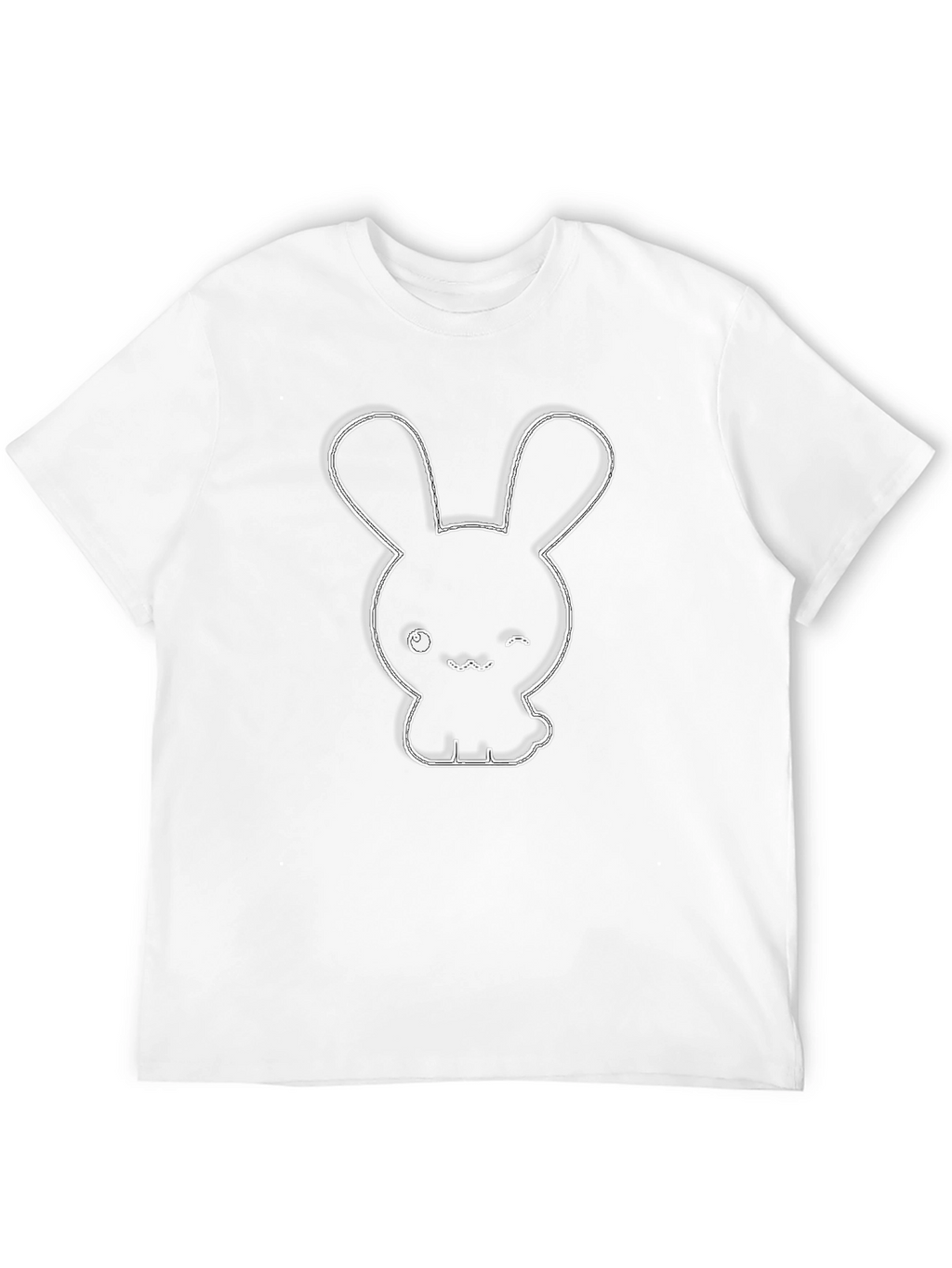Cute Bunny Graphic Tee - Black Cotton Blend