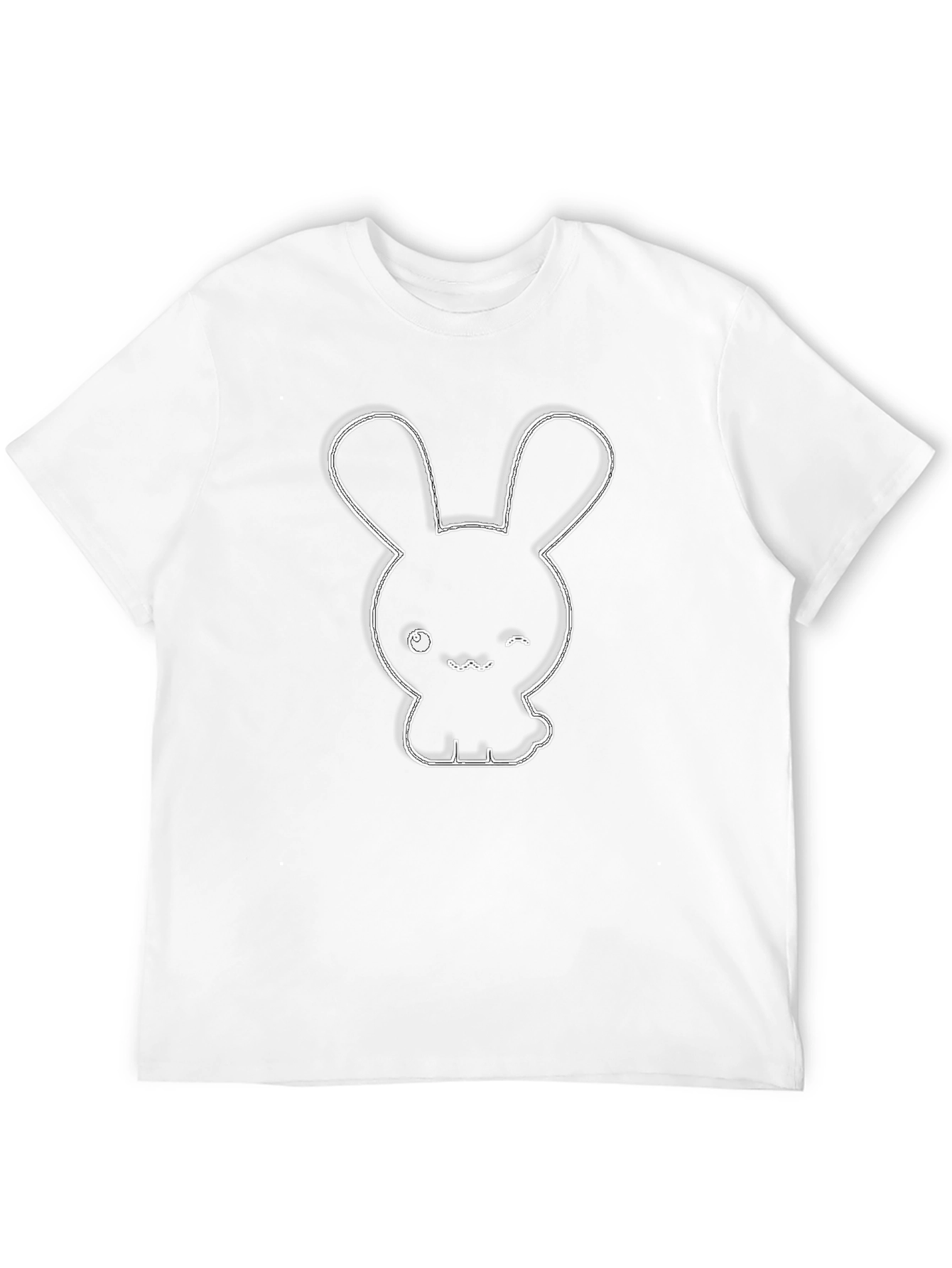Cute Bunny Graphic Tee - Black Cotton Blend