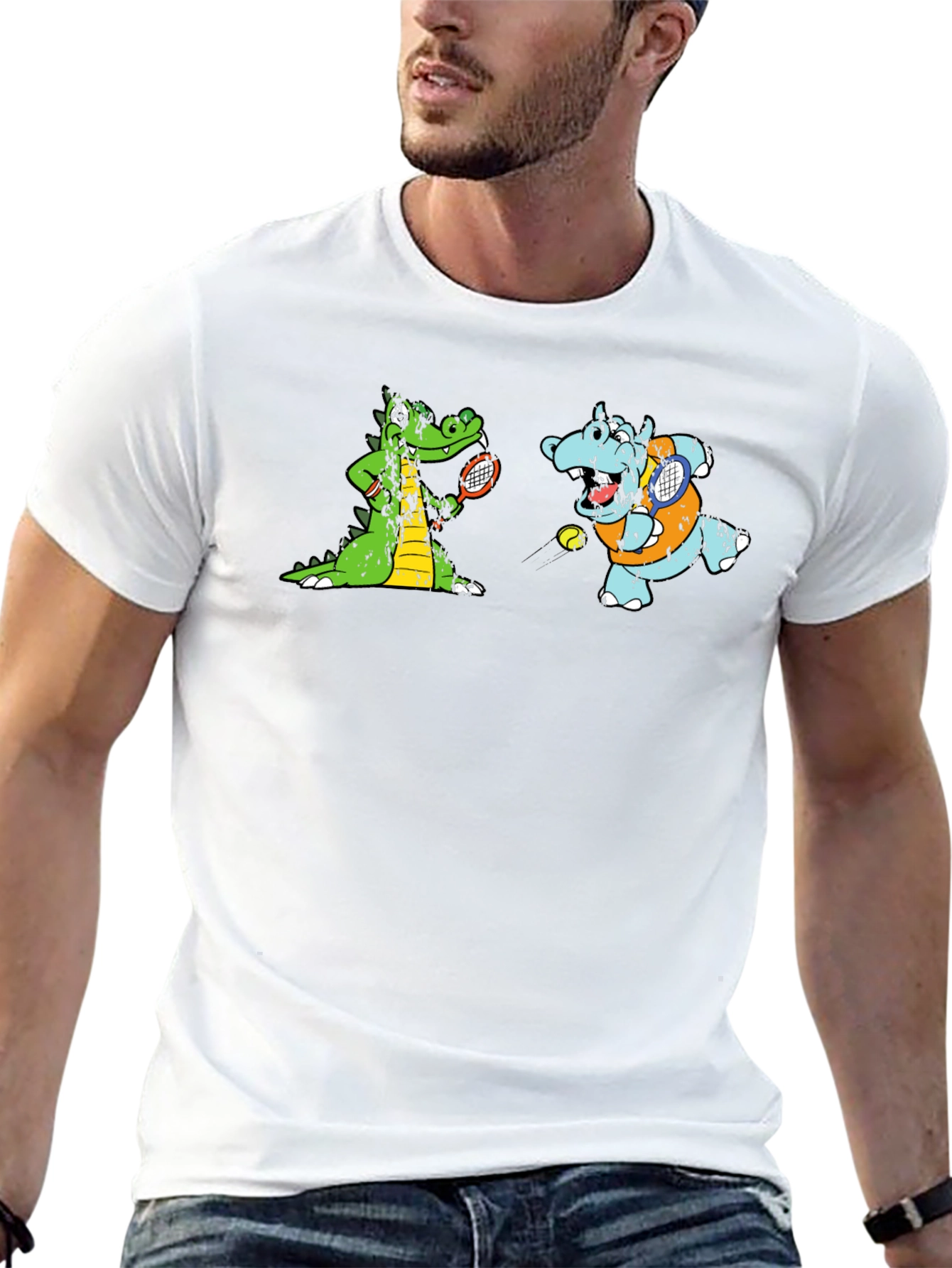 Cartoon Animal Tennis T-Shirt