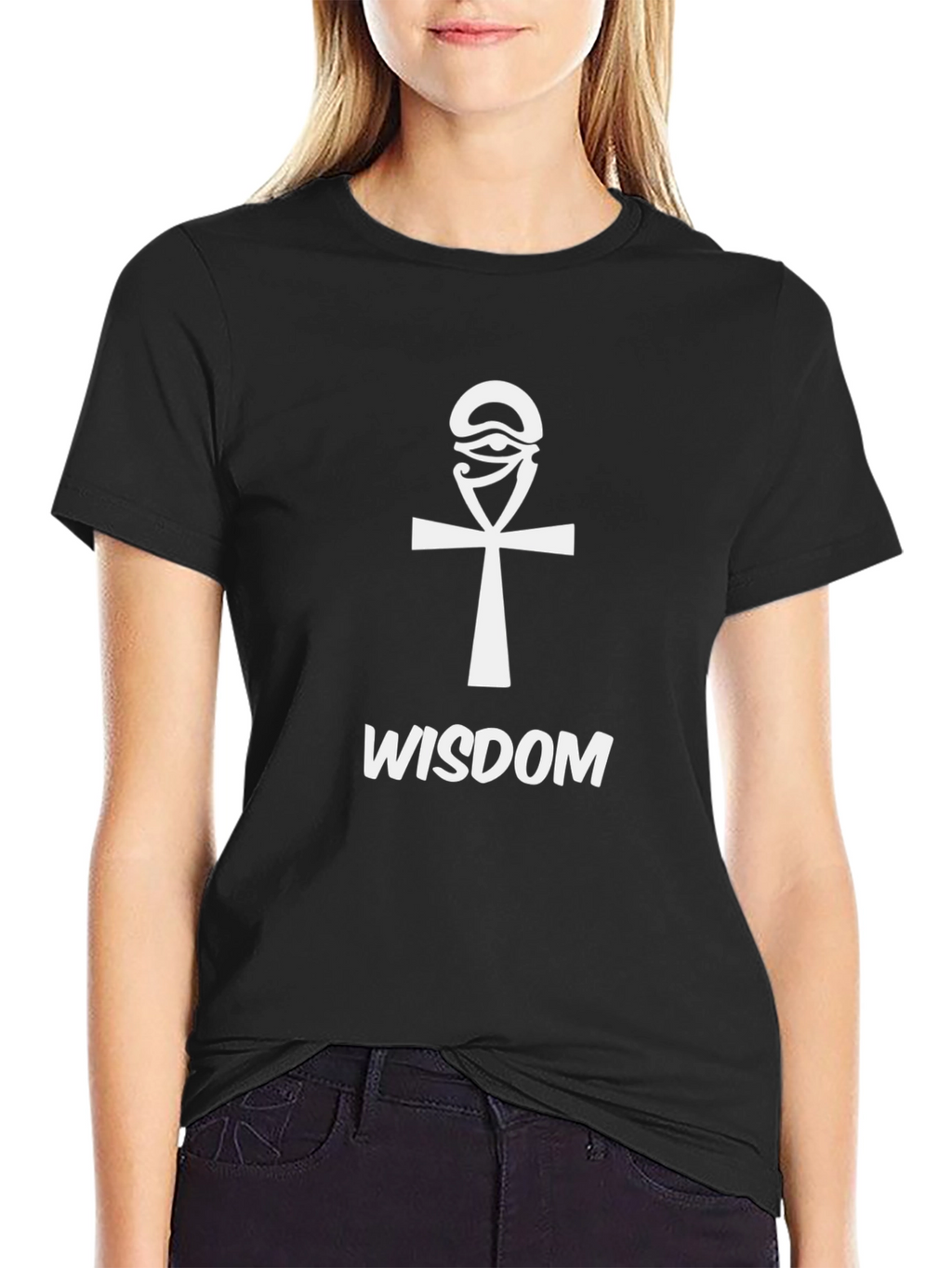 Egyptian Ankh Cross Wisdom Graphic Tee - Black