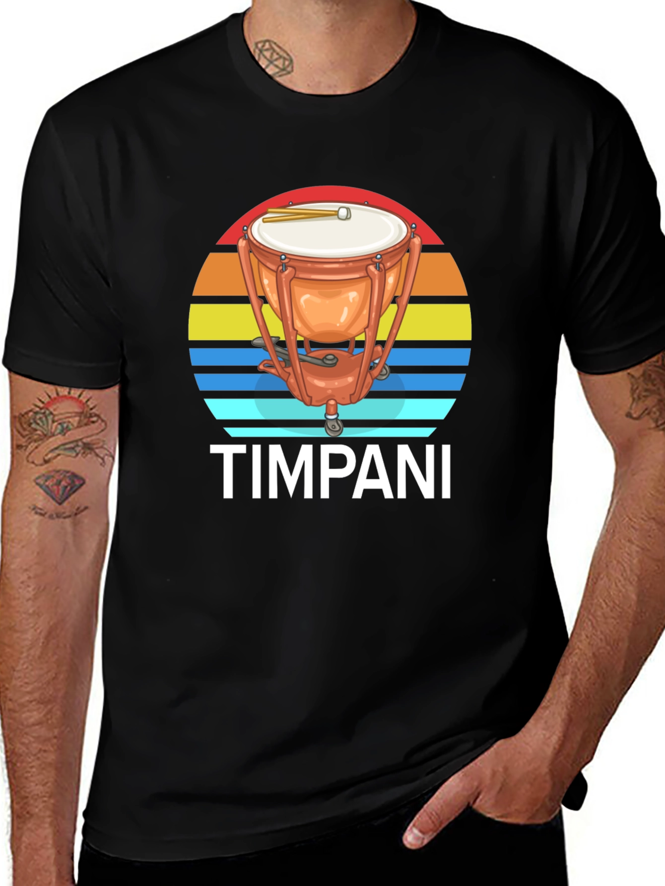 Timpani Drum Sunset Graphic Tee - Percussion Music Shirt