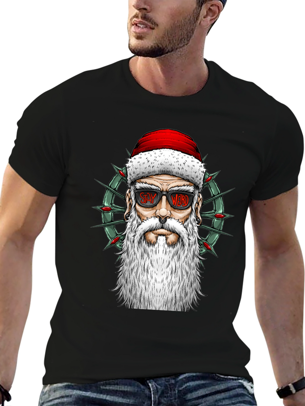 Stay Weird Santa Tee - Holiday Humor T-Shirt