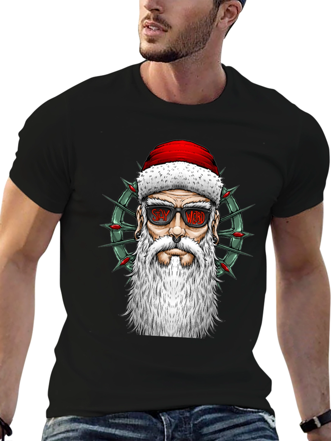 Stay Weird Santa Tee - Holiday Humor T-Shirt