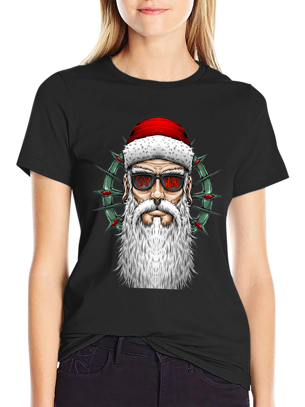 Stay Weird Santa Tee - Holiday Humor T-Shirt
