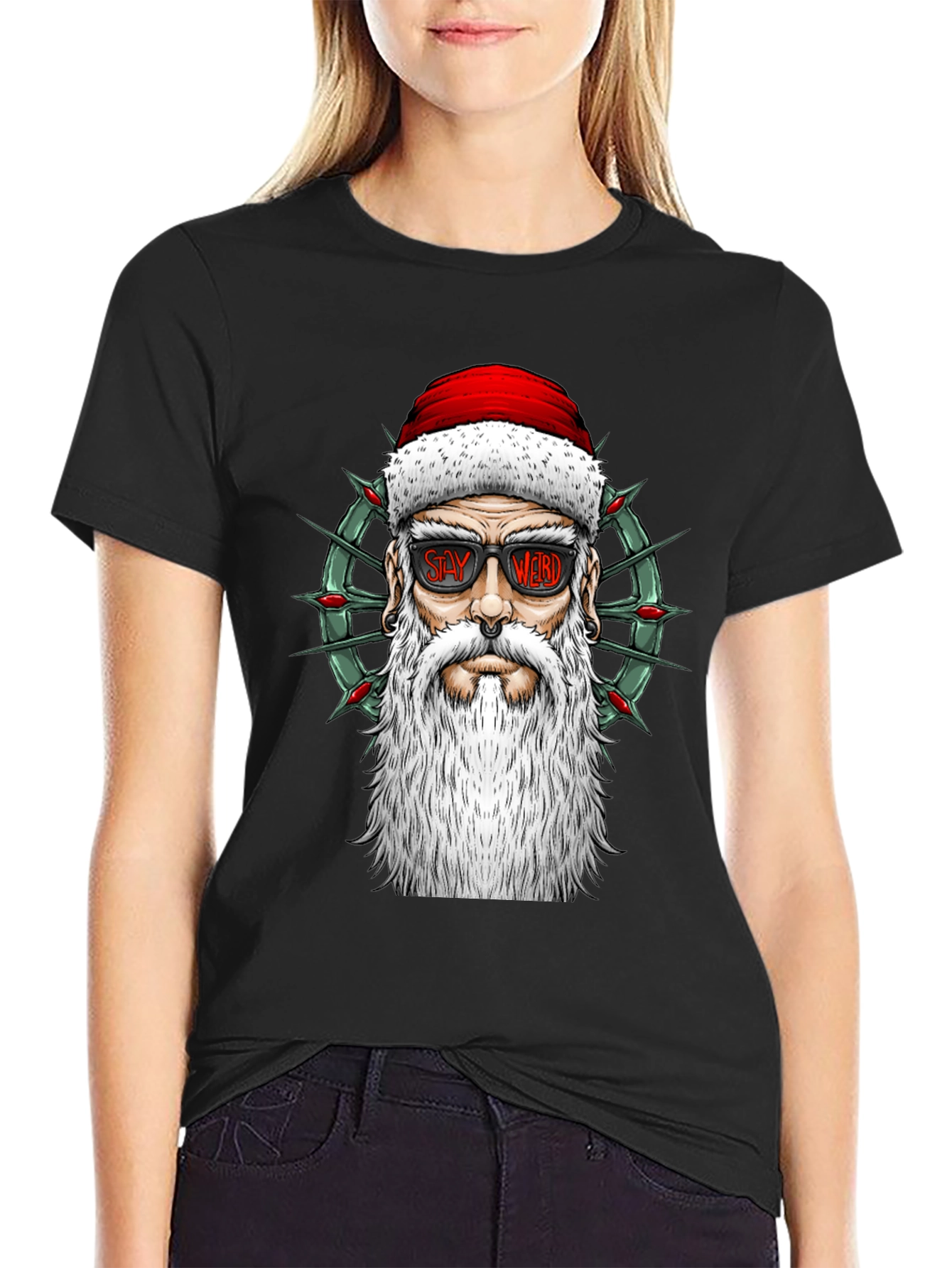 Stay Weird Santa Tee - Holiday Humor T-Shirt