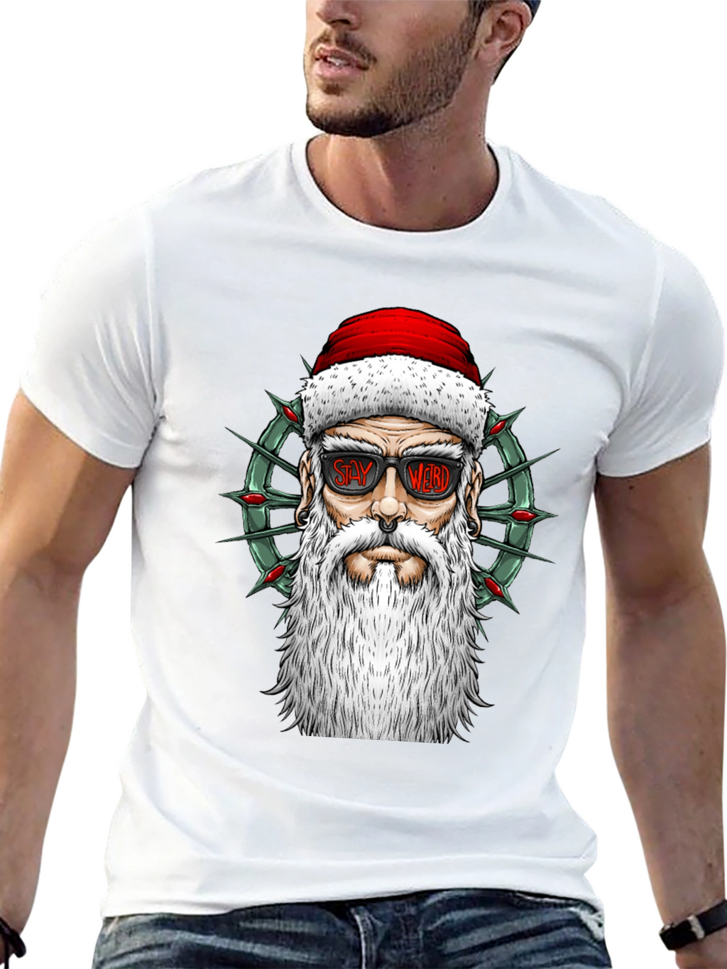 Stay Weird Santa Tee - Holiday Humor T-Shirt