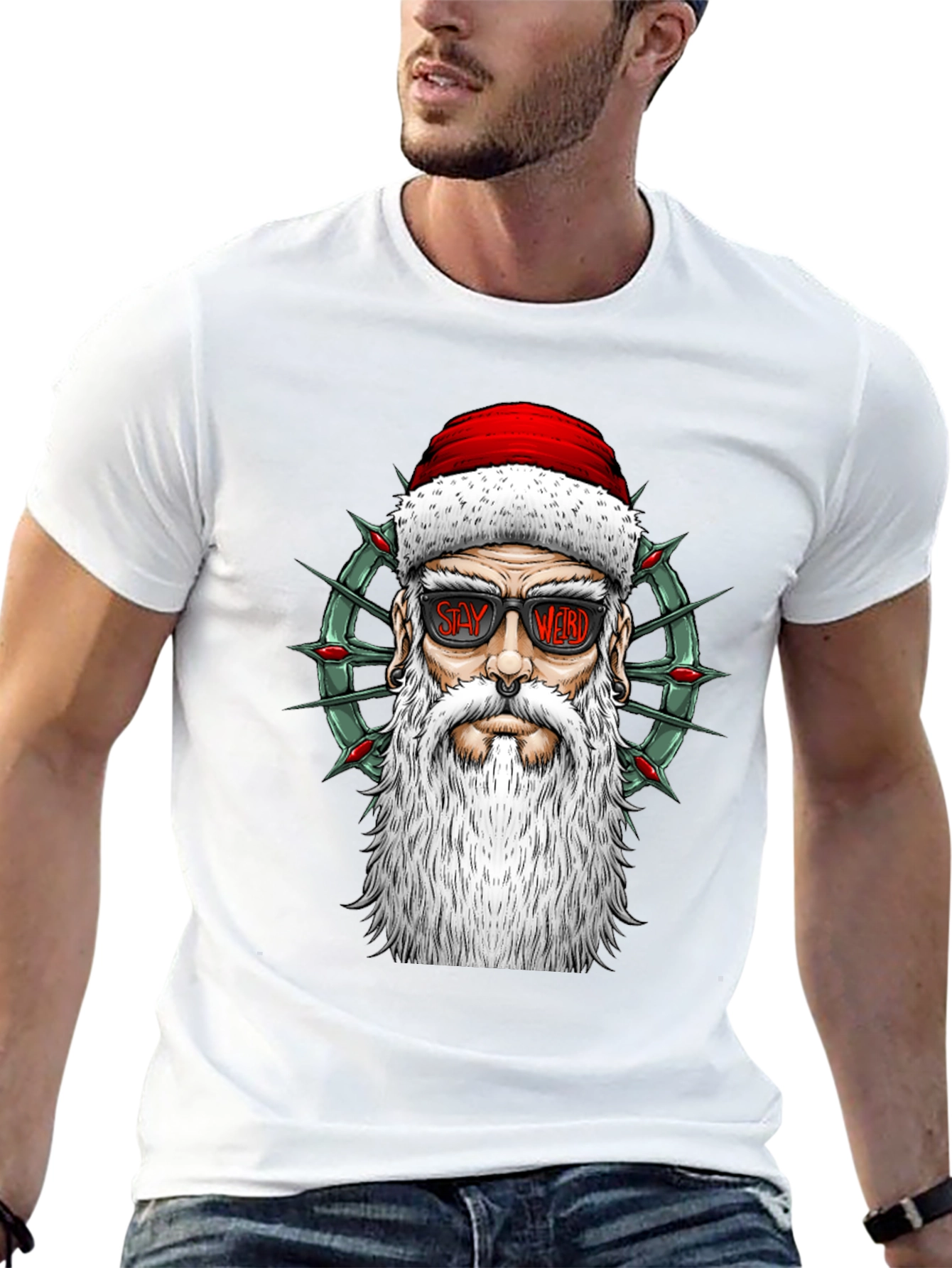 Stay Weird Santa Tee - Holiday Humor T-Shirt