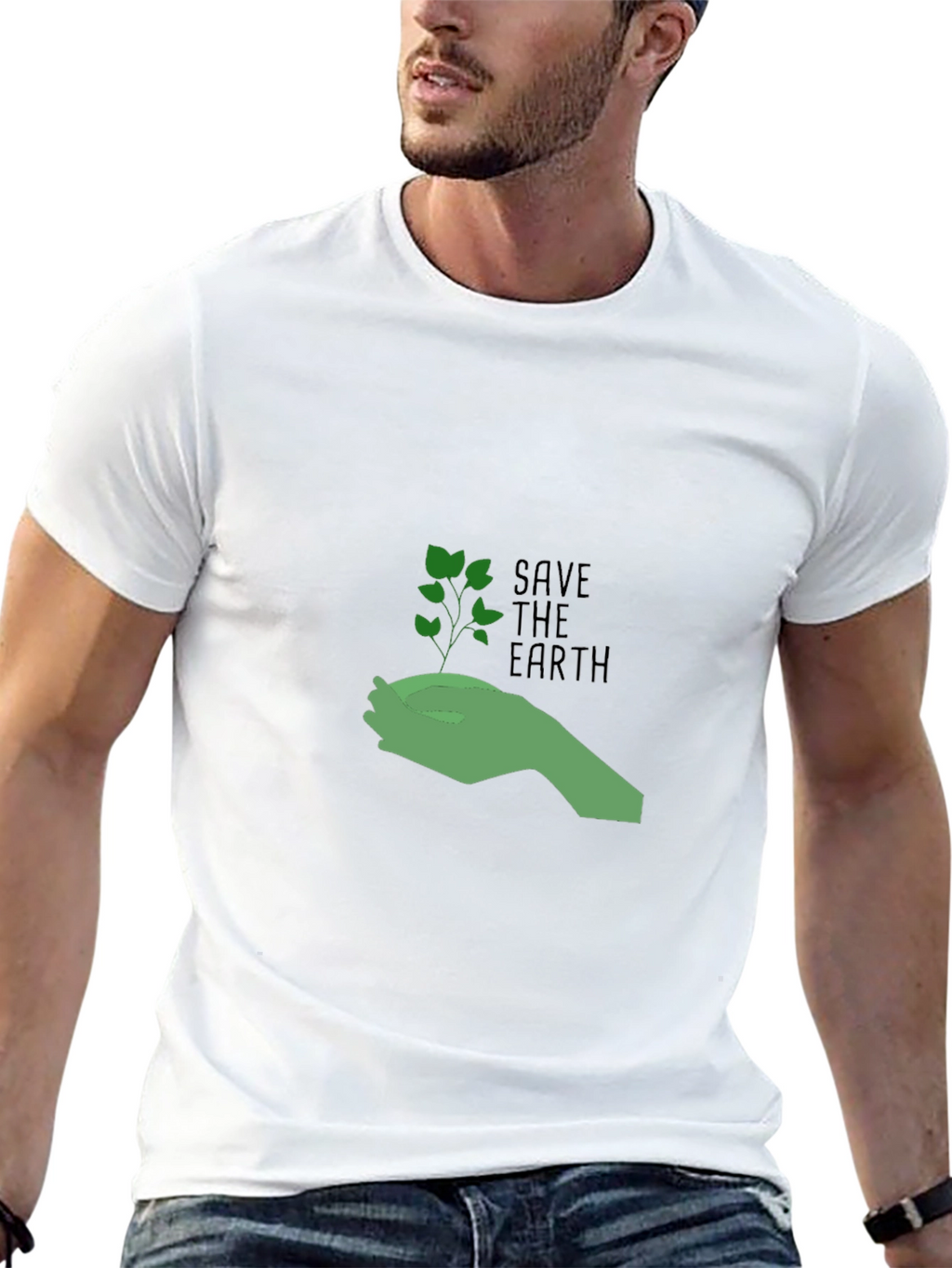 Eco-Friendly Save the Earth Graphic Tee - Black