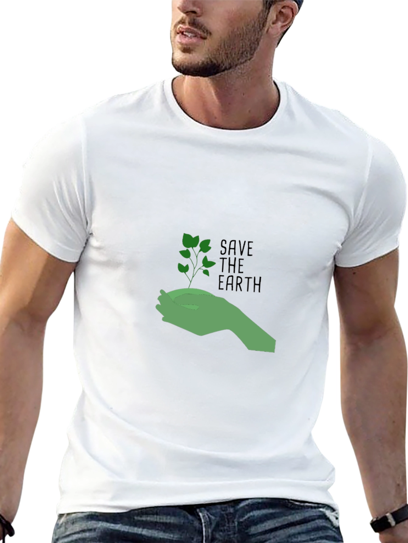 Eco-Friendly Save the Earth Graphic Tee - Black