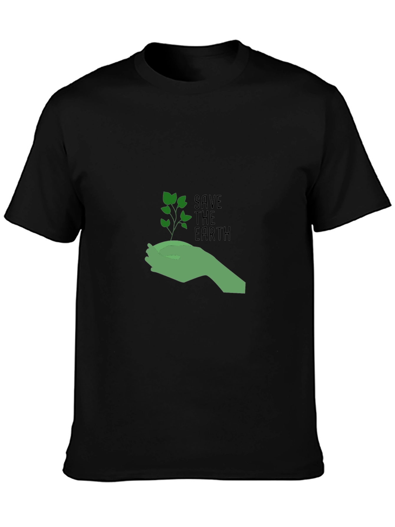 Eco-Friendly Save the Earth Graphic Tee - Black