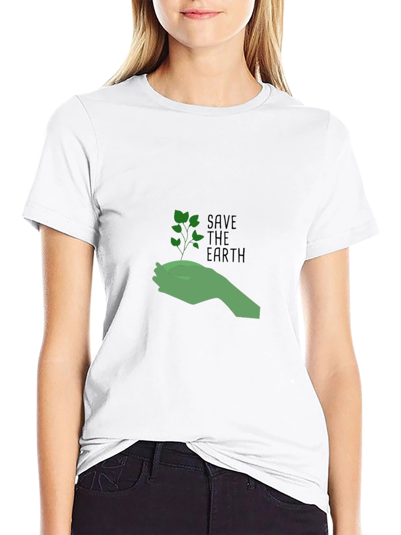 Eco-Friendly Save the Earth Graphic Tee - Black