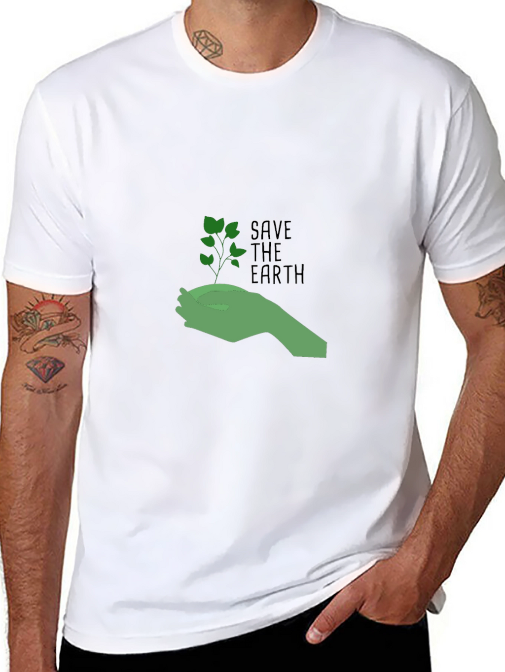 Eco-Friendly Save the Earth Graphic Tee - Black