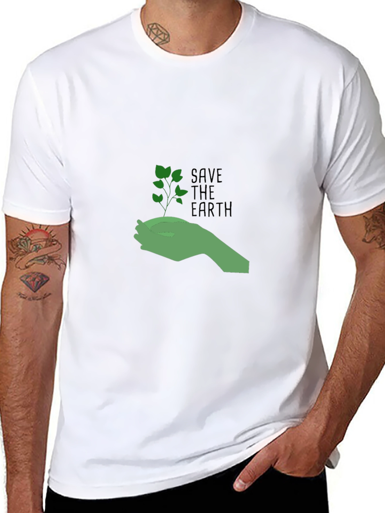 Eco-Friendly Save the Earth Graphic Tee - Black