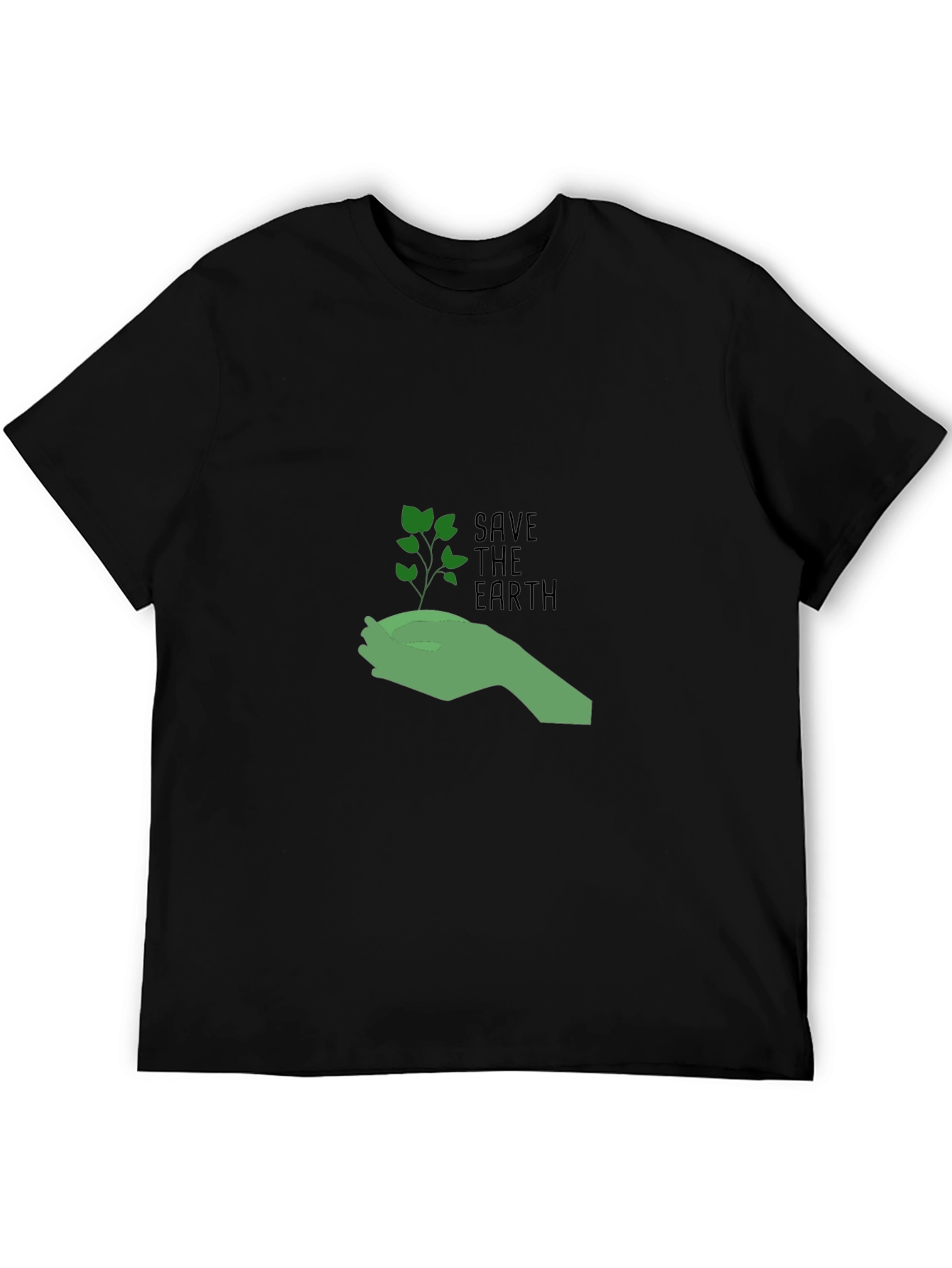 Eco-Friendly Save the Earth Graphic Tee - Black