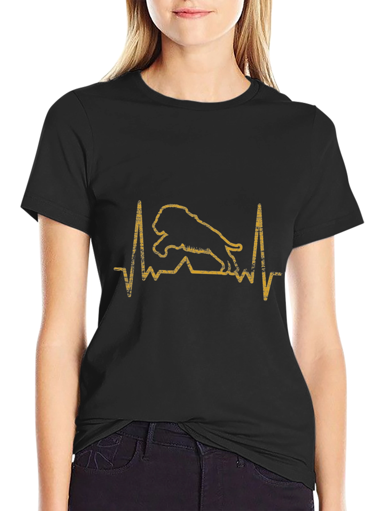 Lion Heartbeat T-Shirt - Black