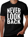 Never Look Back Graphic Print Black T-Shirt