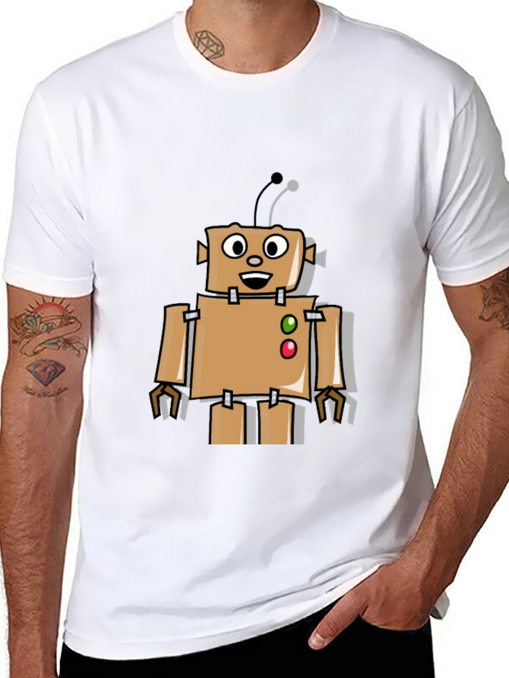 Retro Robot Graphic Tee - Black