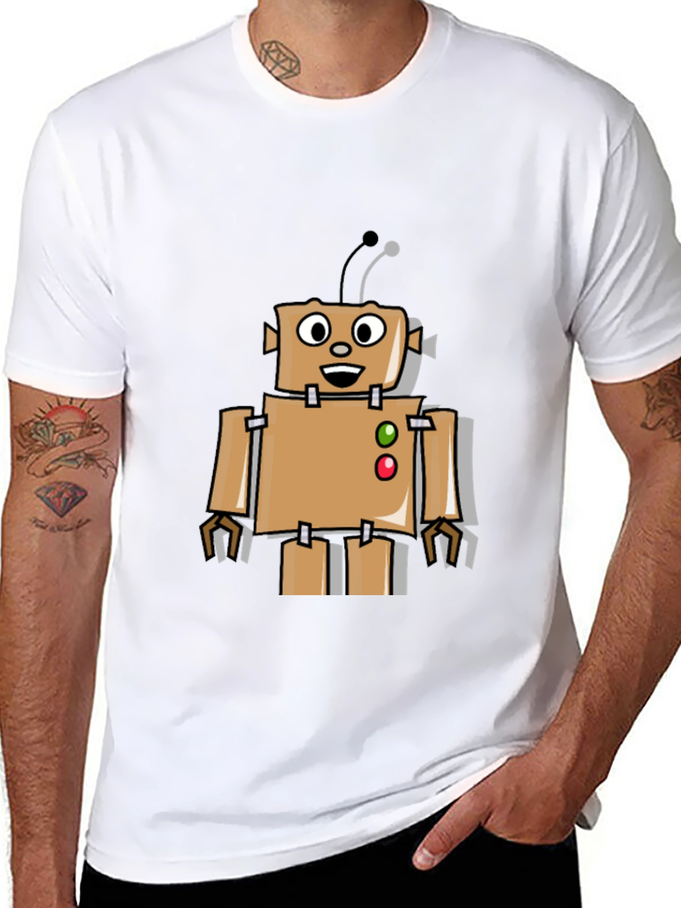 Retro Robot Graphic Tee - Black
