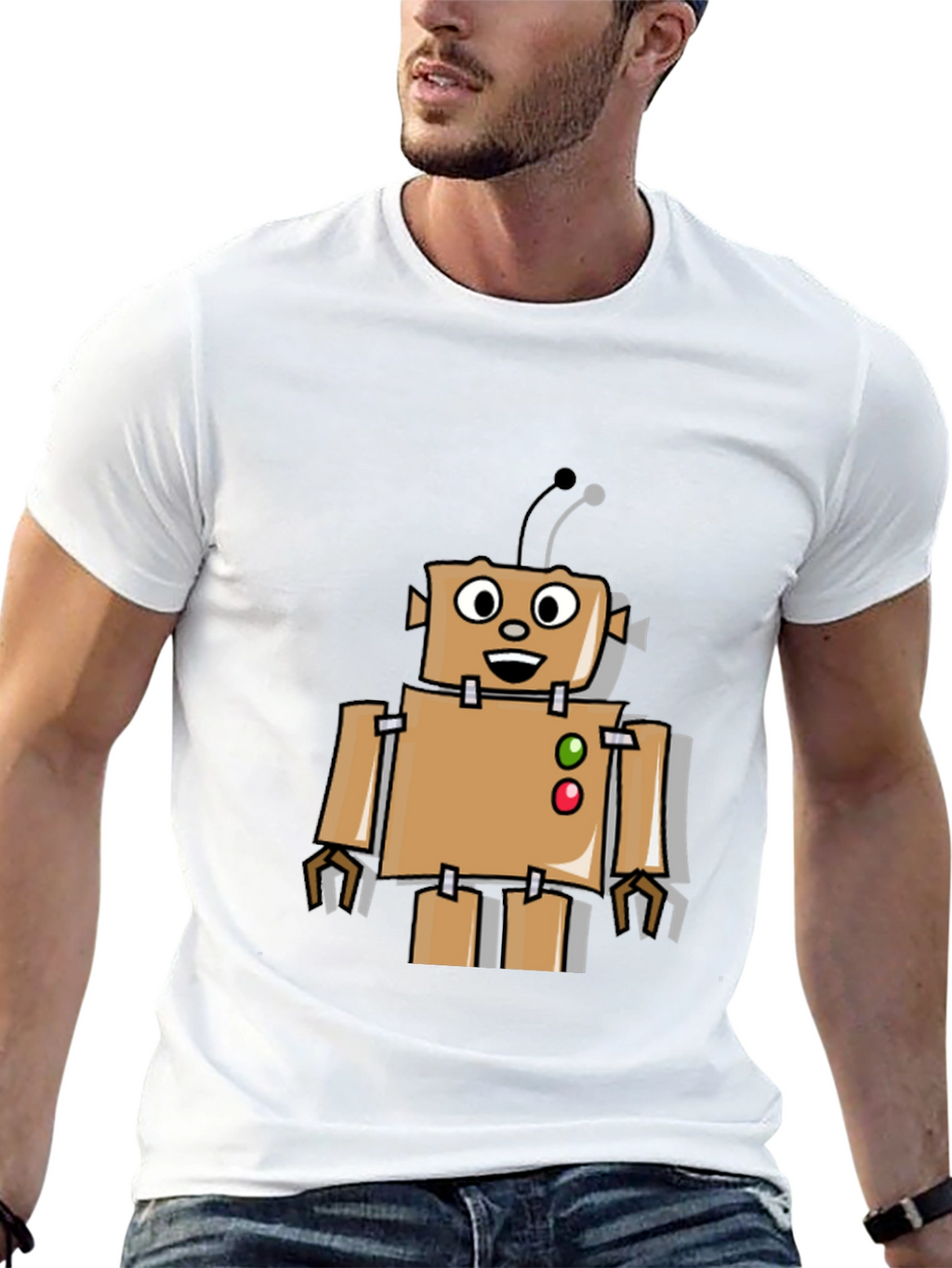Retro Robot Graphic Tee - Black