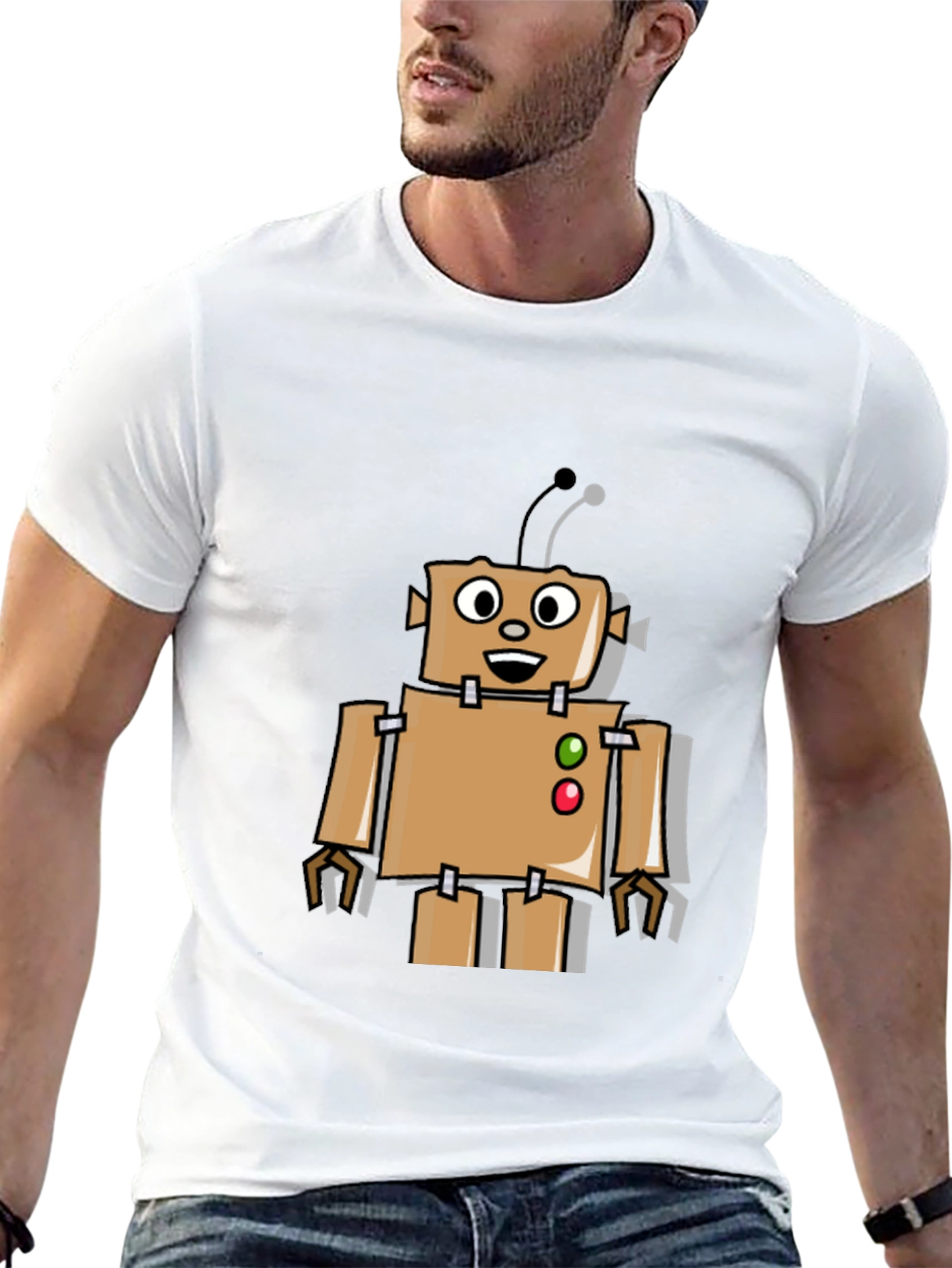 Retro Robot Graphic Tee - Black