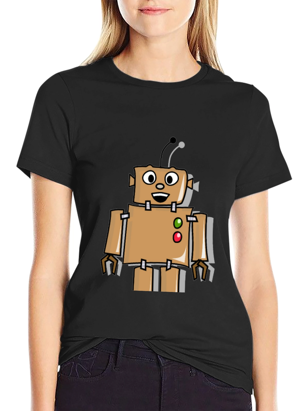 Retro Robot Graphic Tee - Black