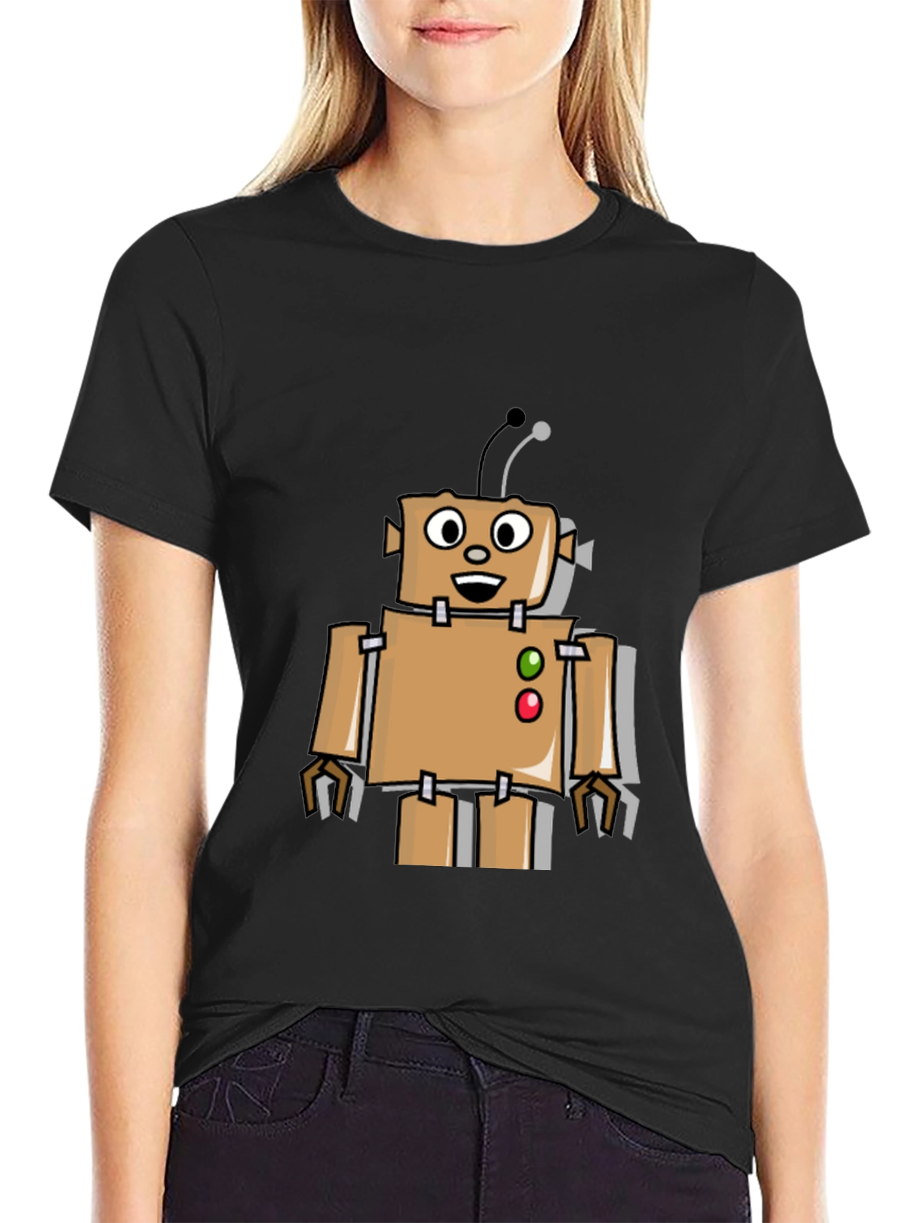 Retro Robot Graphic Tee - Black