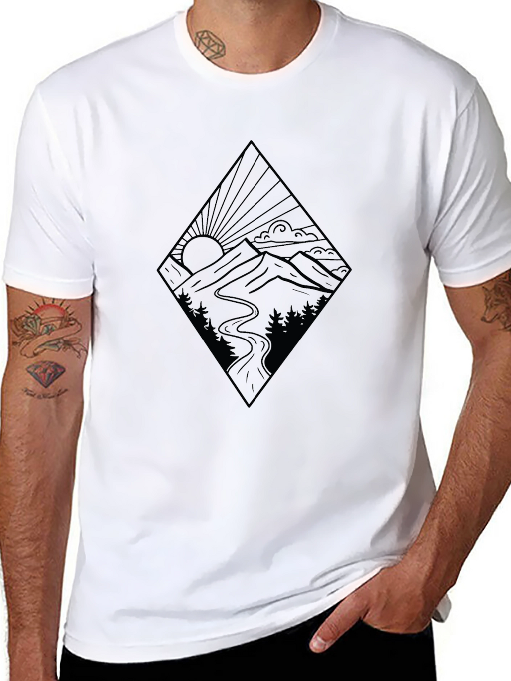 Mountainscape Graphic Black Tee
