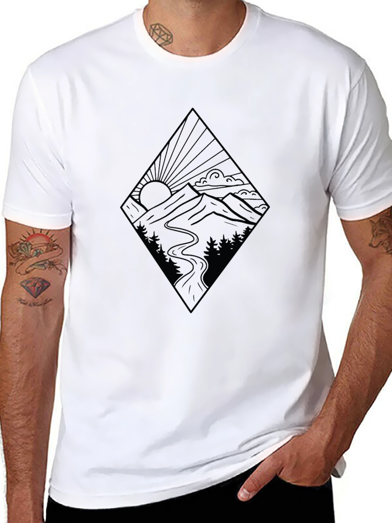 Mountainscape Graphic Black Tee