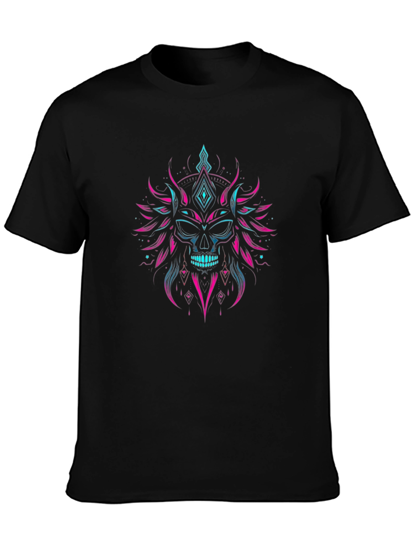 Skull Graphic Tee - Neon Punk Style