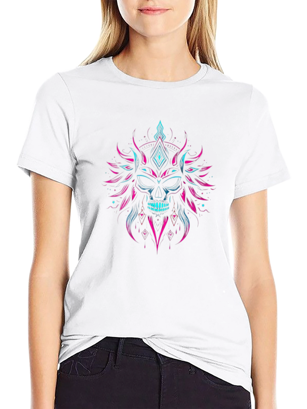 Skull Graphic Tee - Neon Punk Style