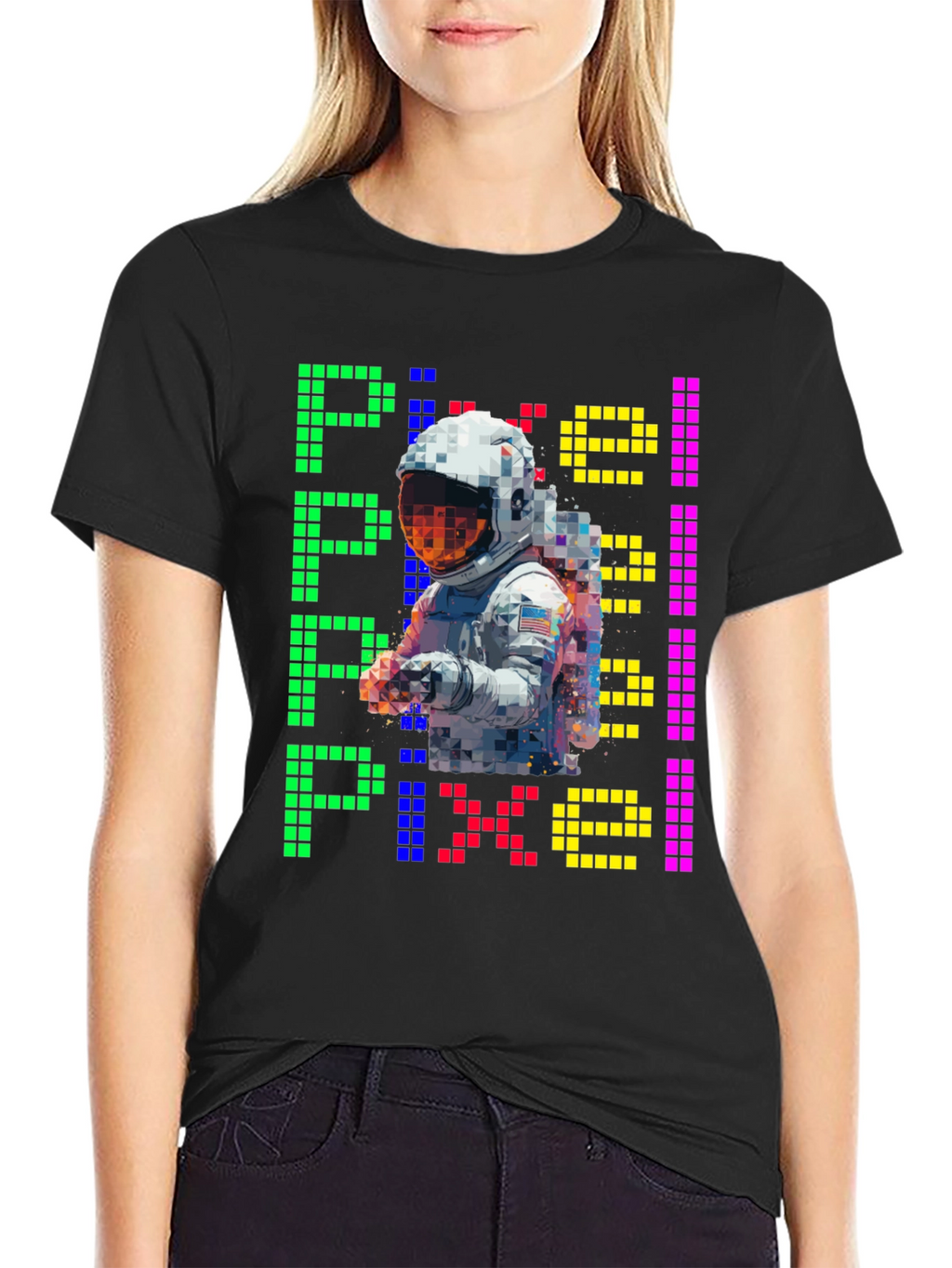 Pixel Astronaut Graphic T-Shirt - Retro Style