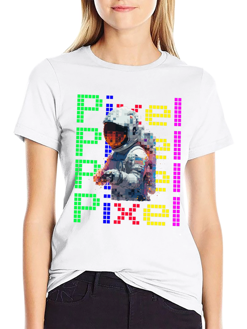 Pixel Astronaut Graphic T-Shirt - Retro Style