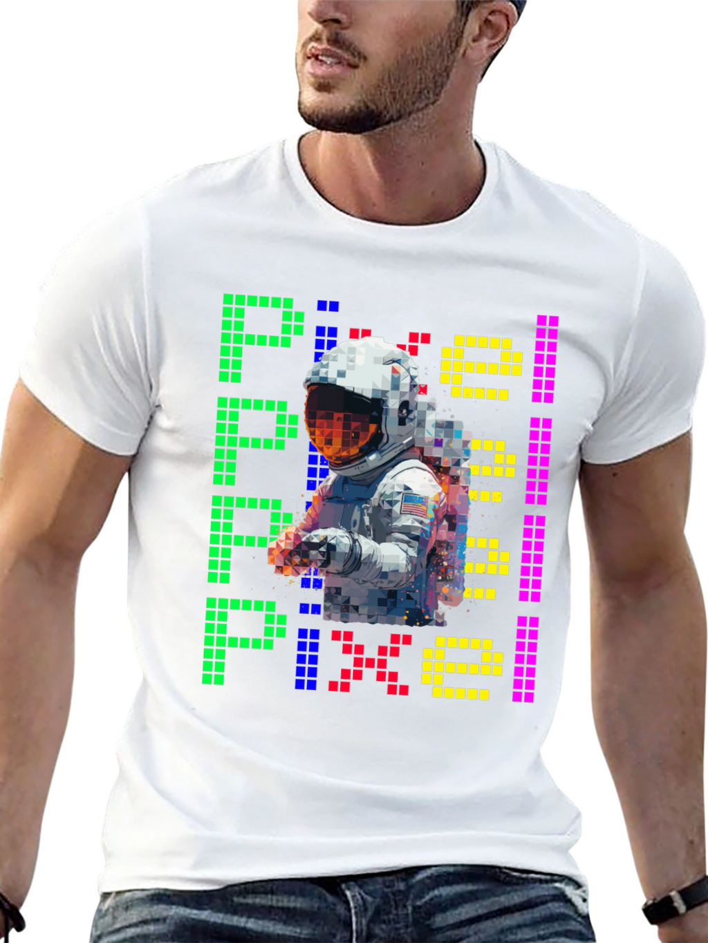 Pixel Astronaut Graphic T-Shirt - Retro Style
