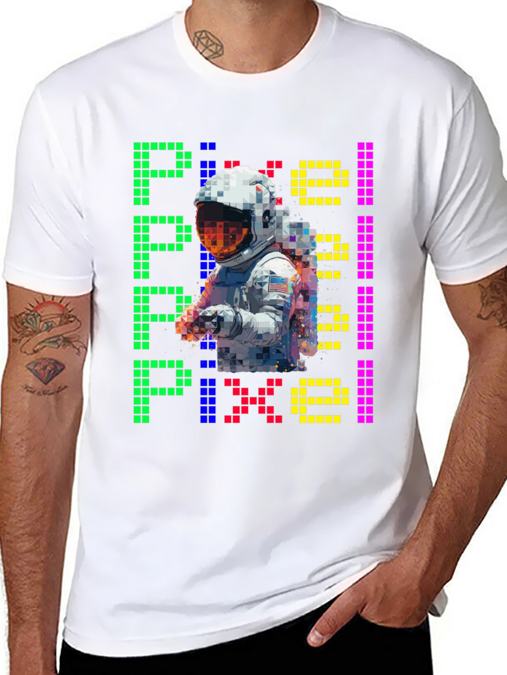 Pixel Astronaut Graphic T-Shirt - Retro Style