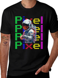 Pixel Astronaut Graphic T-Shirt - Retro Style