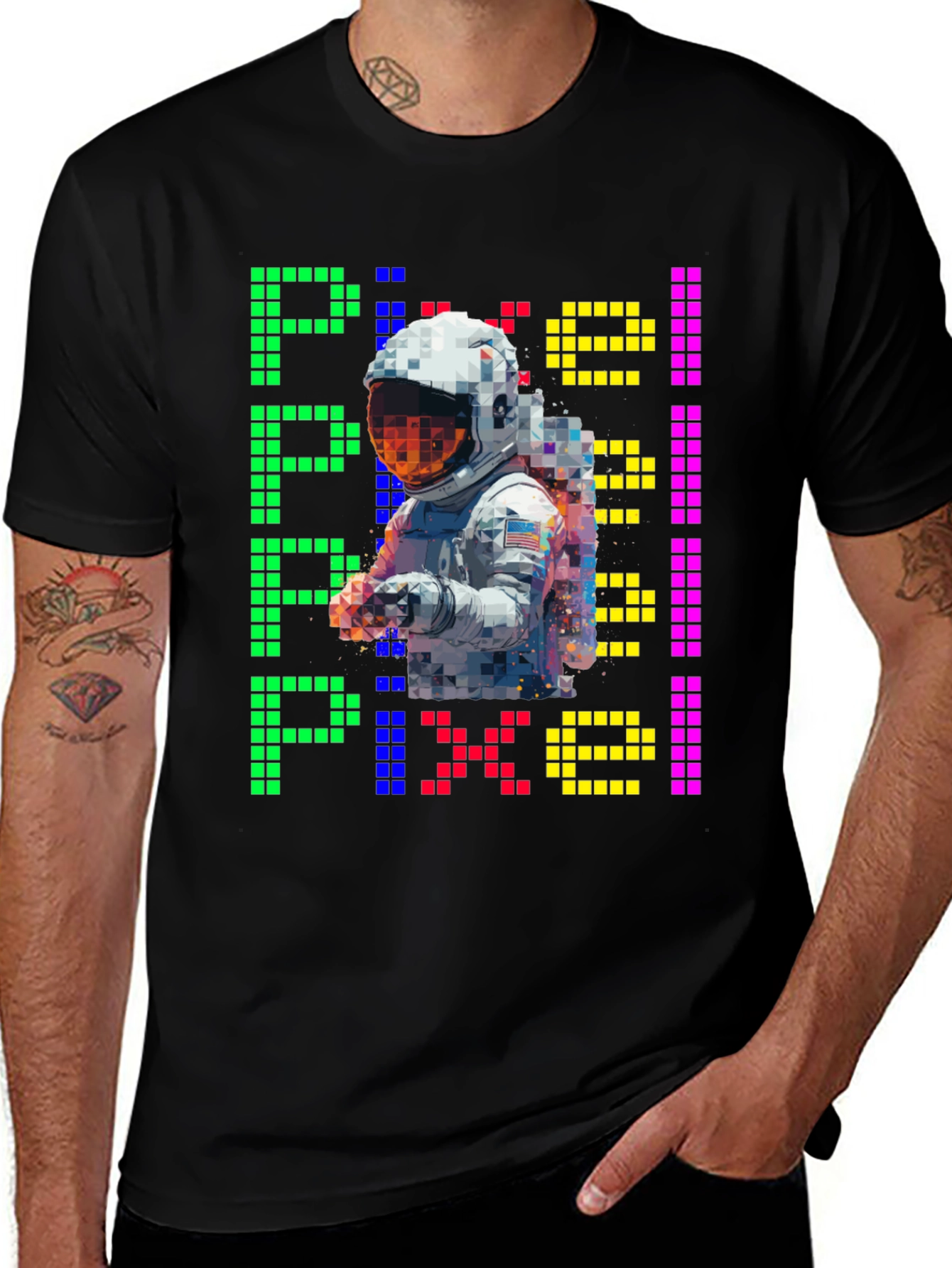 Pixel Astronaut Graphic T-Shirt - Retro Style