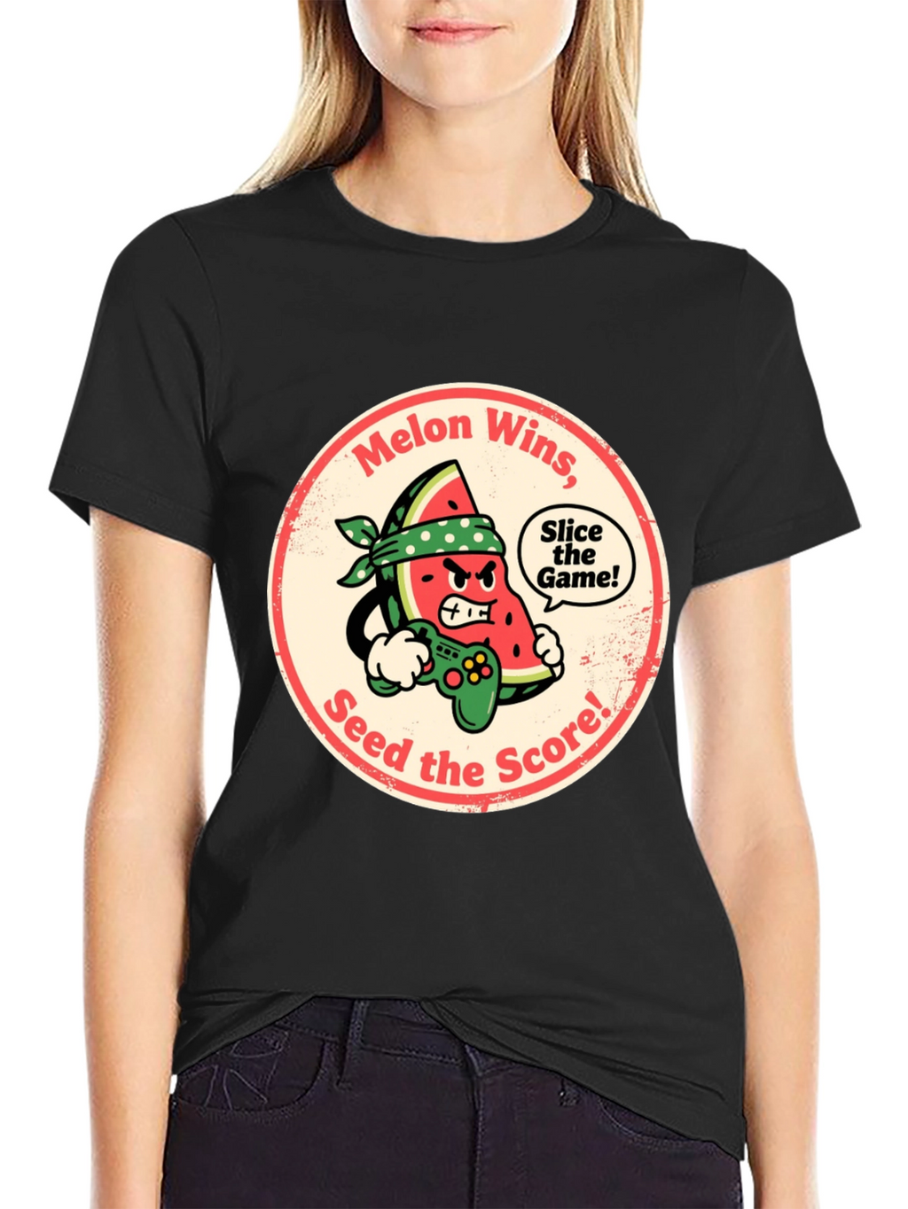 Melon Wins Gamer T-Shirt - Funny Fruit Gaming Tee