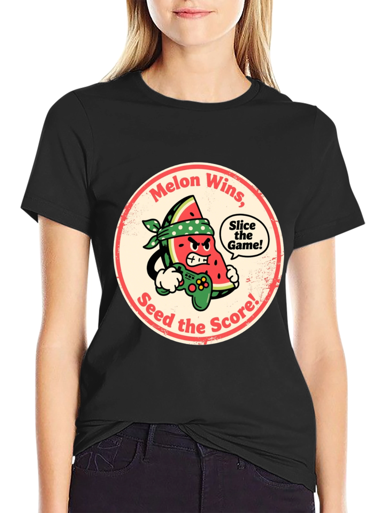 Melon Wins Gamer T-Shirt - Funny Fruit Gaming Tee