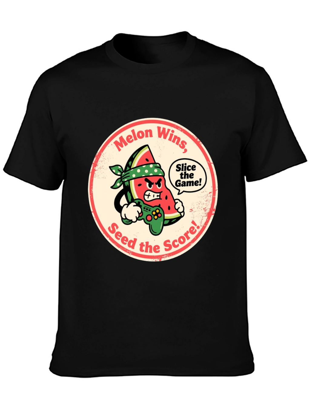 Melon Wins Gamer T-Shirt - Funny Fruit Gaming Tee