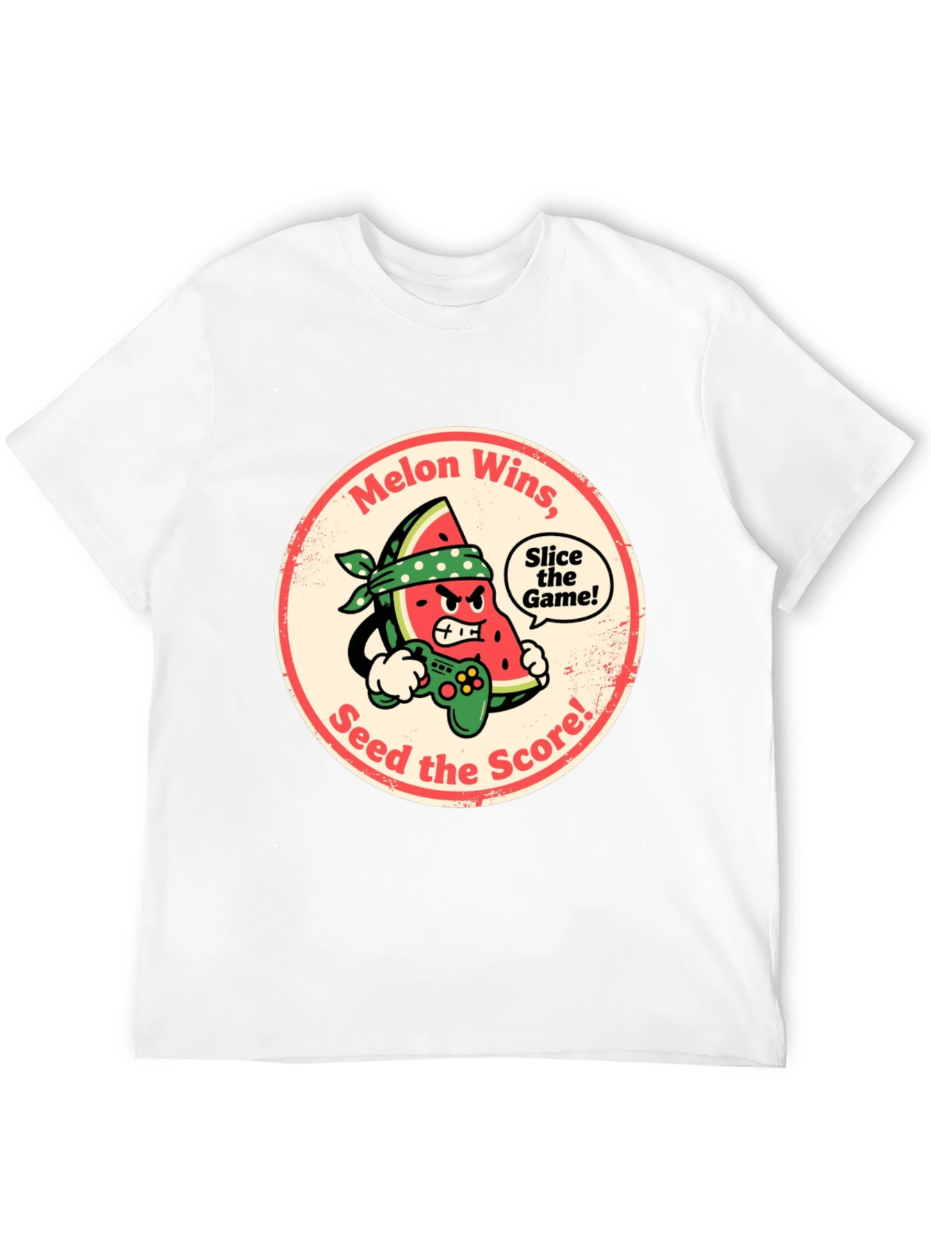 Melon Wins Gamer T-Shirt - Funny Fruit Gaming Tee