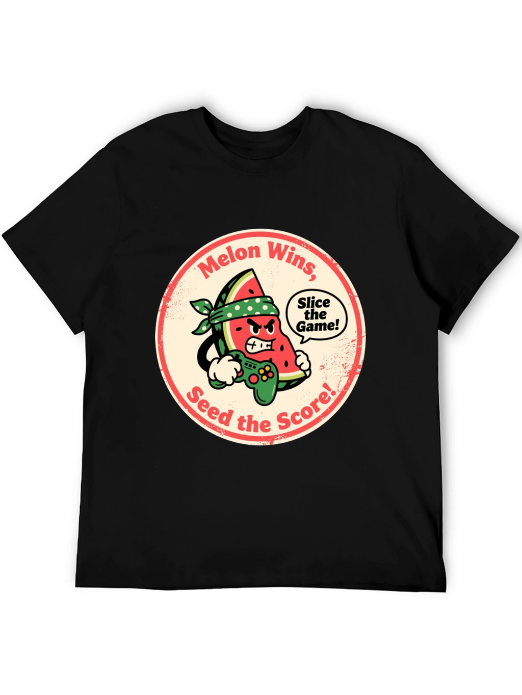Melon Wins Gamer T-Shirt - Funny Fruit Gaming Tee