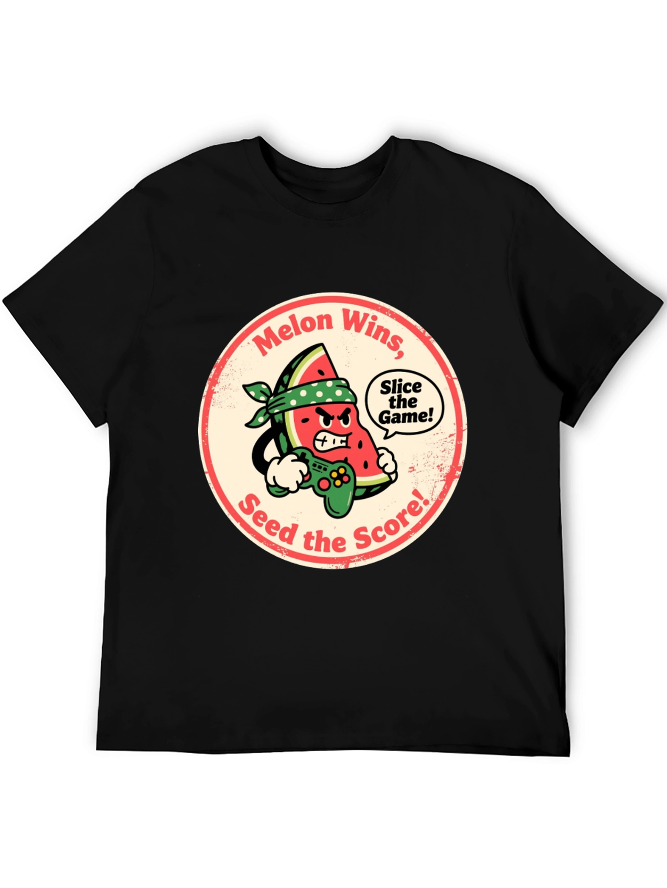 Melon Wins Gamer T-Shirt - Funny Fruit Gaming Tee