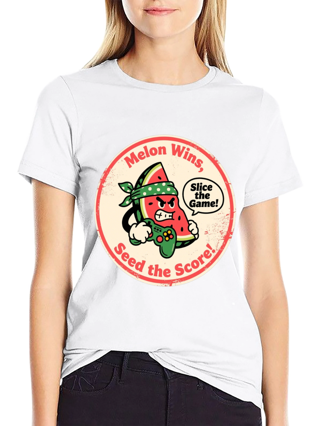 Melon Wins Gamer T-Shirt - Funny Fruit Gaming Tee