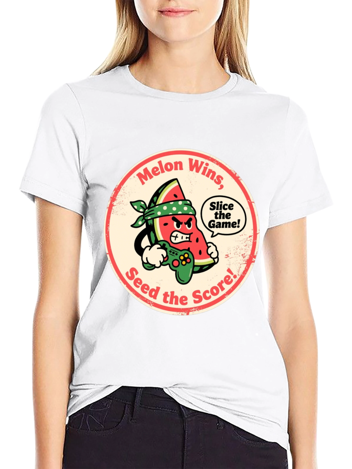 Melon Wins Gamer T-Shirt - Funny Fruit Gaming Tee