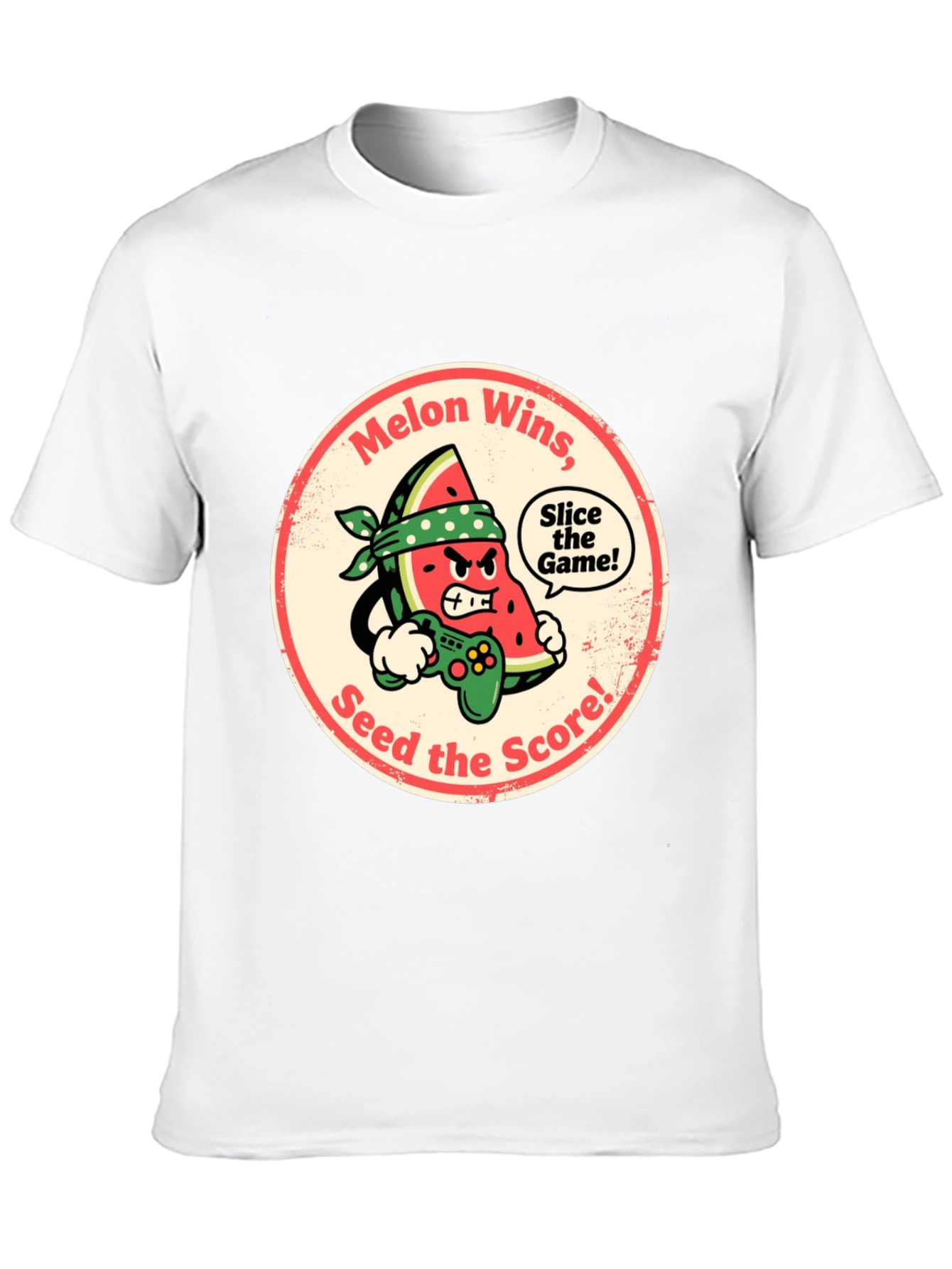 Melon Wins Gamer T-Shirt - Funny Fruit Gaming Tee