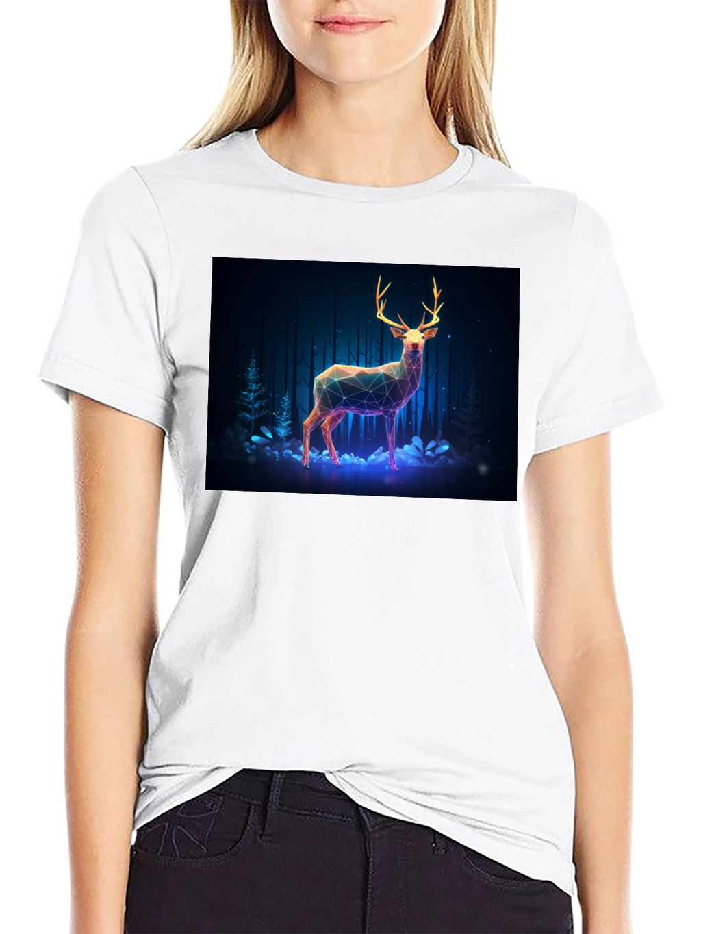Geometric Deer Graphic Tee - Mens Black T-Shirt
