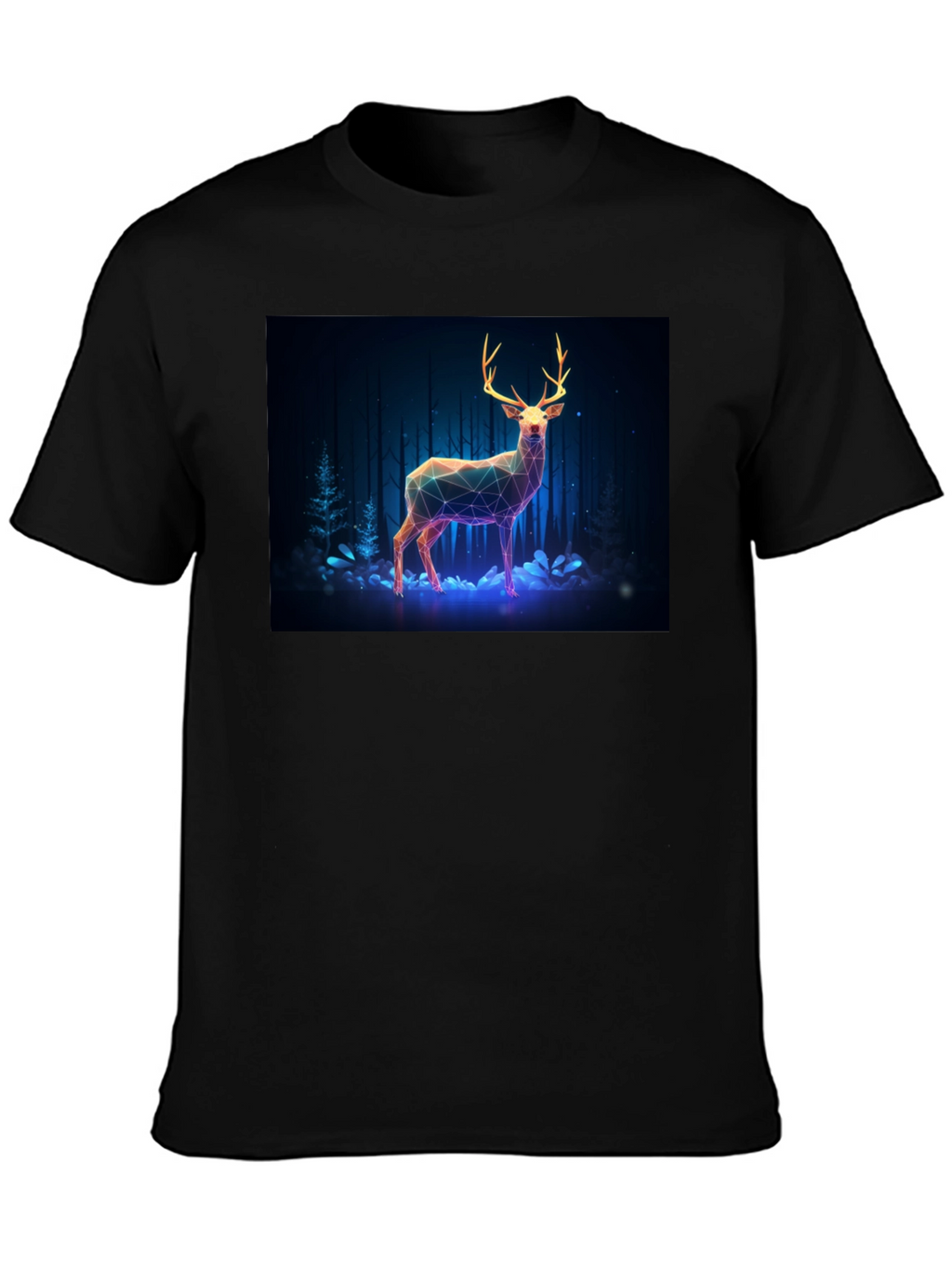 Geometric Deer Graphic Tee - Mens Black T-Shirt